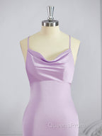Sheath/Column Square Sweep Train NS Elastic Woven Satin Bridesmaid Dress