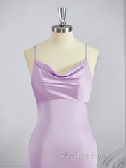 Sheath/Column Square Sweep Train NS Elastic Woven Satin Bridesmaid Dress