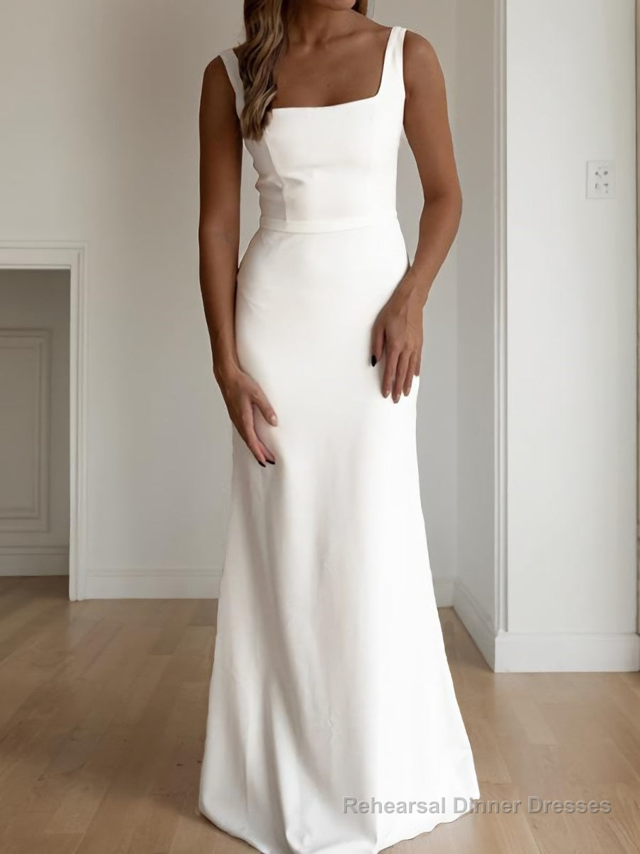 Sheath/Column Straps Floor-Length Stretch Crepe Wedding Dresses Main image