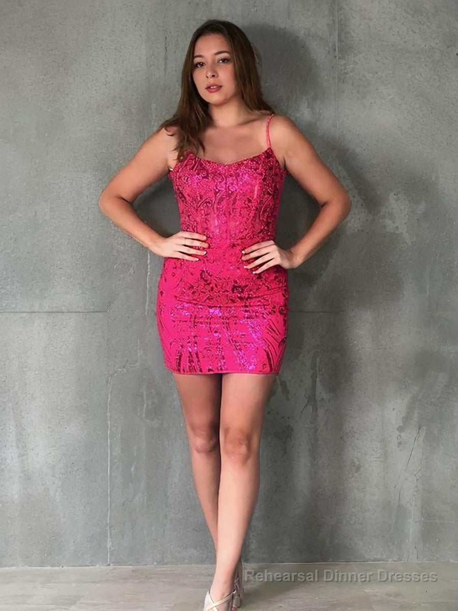 Sheath/Column Straps Short/Mini Sequins Homecoming Dress with Sequin Main image
