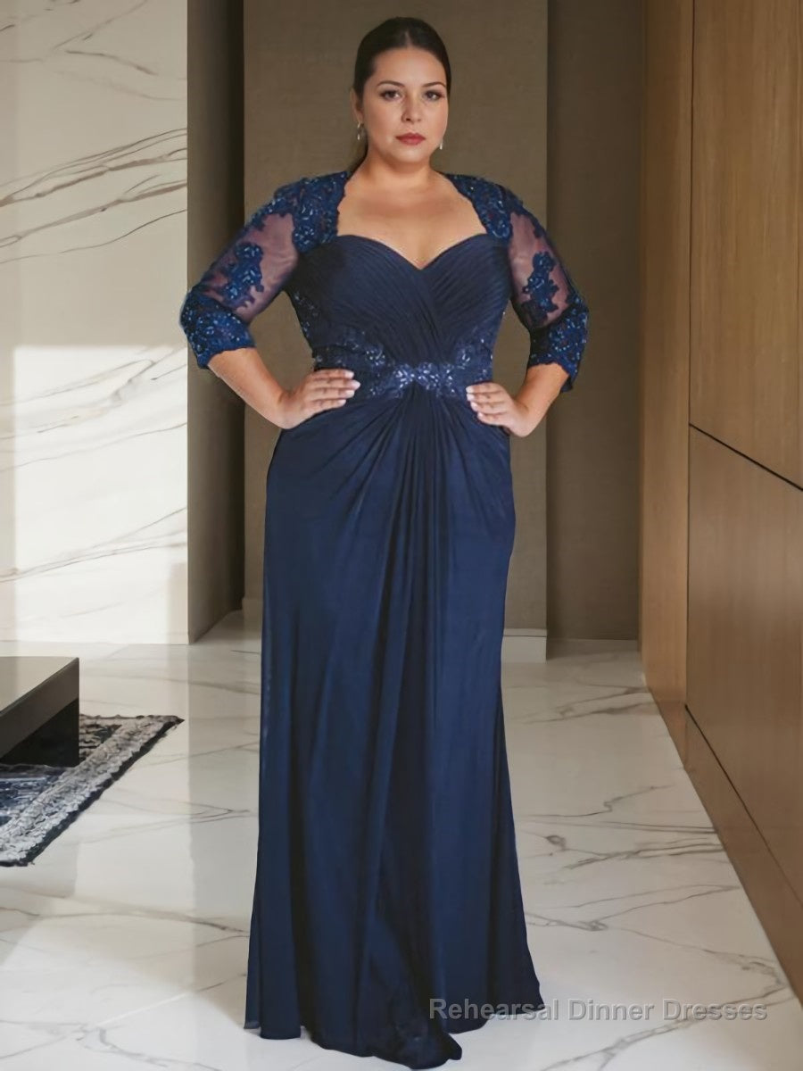 Sheath/Column Sweetheart Floor-Length Chiffon Mother of the Bride Dresses With Appliques Lace Main image