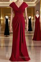 Sheath/Column V-neck Floor-Length Jersey Mother of the Bride Dress With Ruffles