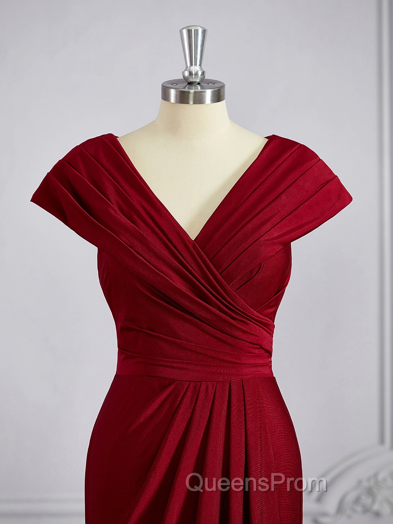 Sheath/Column V-neck Floor-Length Jersey Mother of the Bride Dress With Ruffles