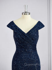 Sheath/Column V-neck Floor-Length Mother of the Bride Dress With Ruffles