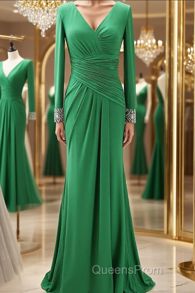 Sheath/Column V-neck Sweep Train Jersey Mother of the Bride Dress With Ruffles Main image
