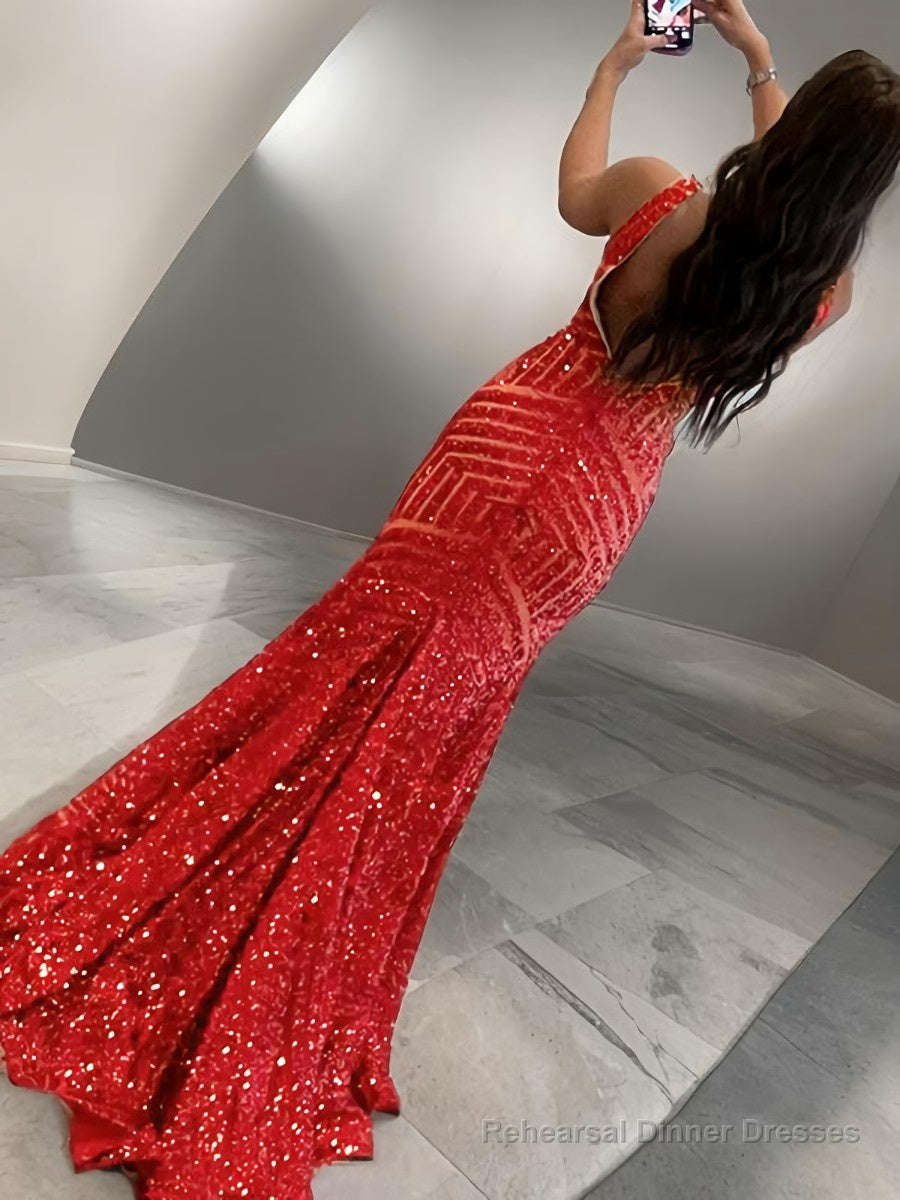 Sheath/Column V-neck Sweep Train Prom Dresses Secondary image