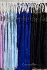 Sheath Halter Lace Tulle Evening Prom Dress with Appliques