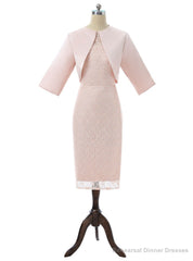 Sheath Knee Length Pink Mother Of The Bride Dresses With Jacket