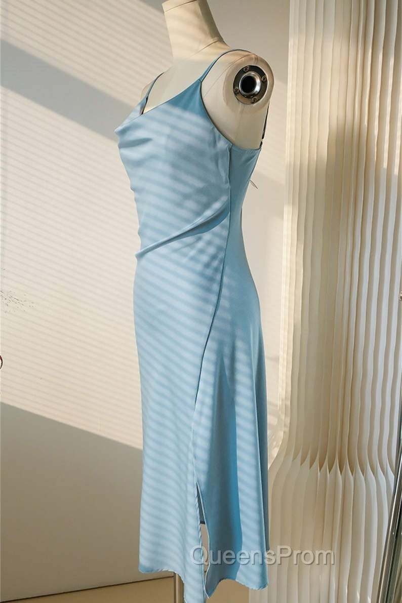 Sheath Light Sky Blue Cowl Neck Mini Bridesmaid Dress Secondary image