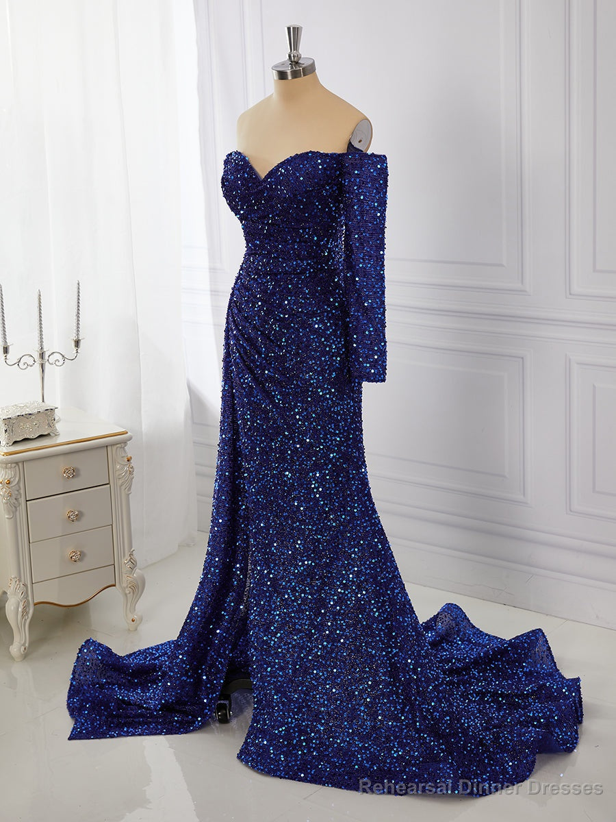 Sheath Long Sleeves Off-the-Shoulder Pleated Sweep Train Dress Main image