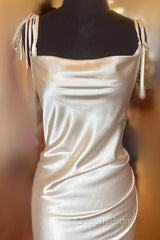 Sheath Midi Soft Satin Bridesmaid Dress