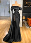Sheath Off-The-Shoulder Long Sleeves Satin/Sequined Classy Prom Dress
