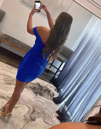 Sheath Off the Shoulder Satin Homecoming Dress