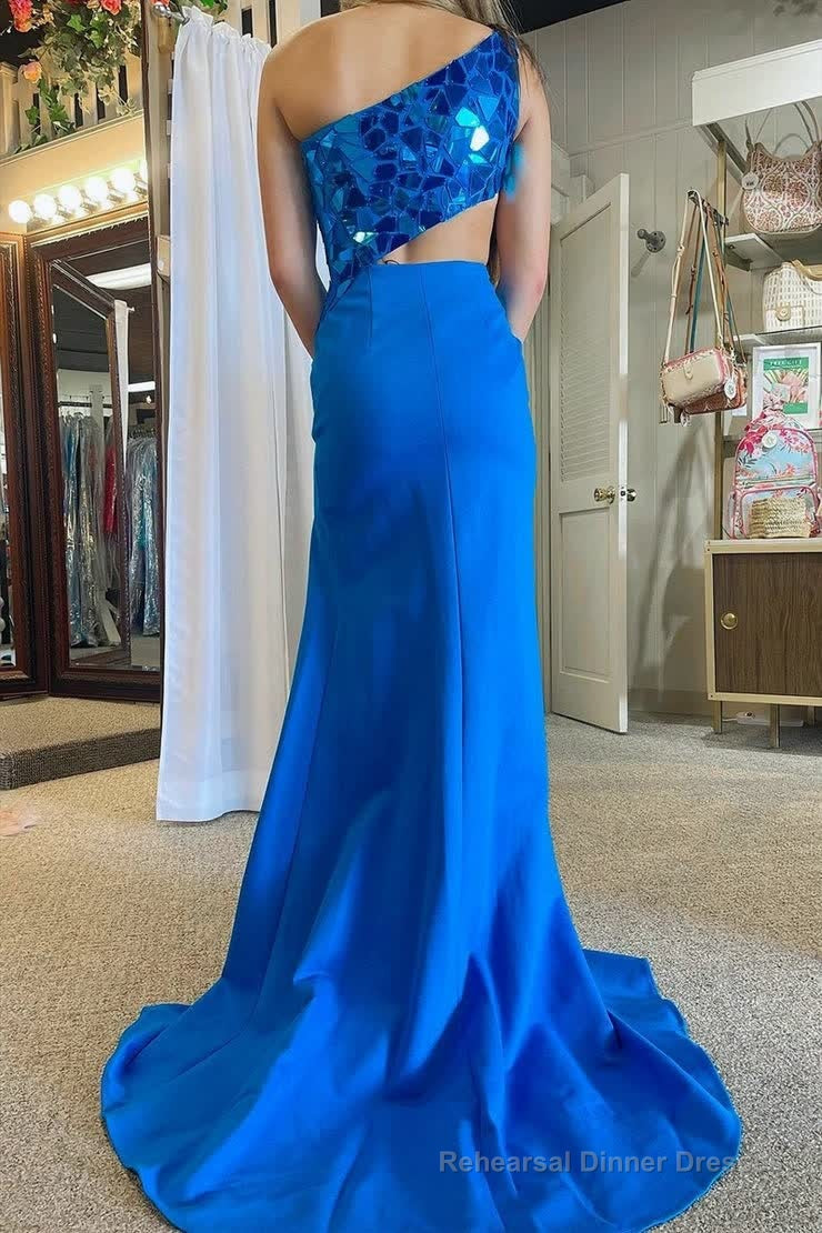 Sheath One Shoulder Cut Mirror Sequins Prom Dress Secondary image