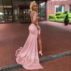 Sheath Pink Elastic Satin Long Sleeves Stretchy Classy Prom Dress