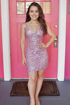 Sheath Spaghetti Straps Royal Blue Sequins Short Cocktail Dress