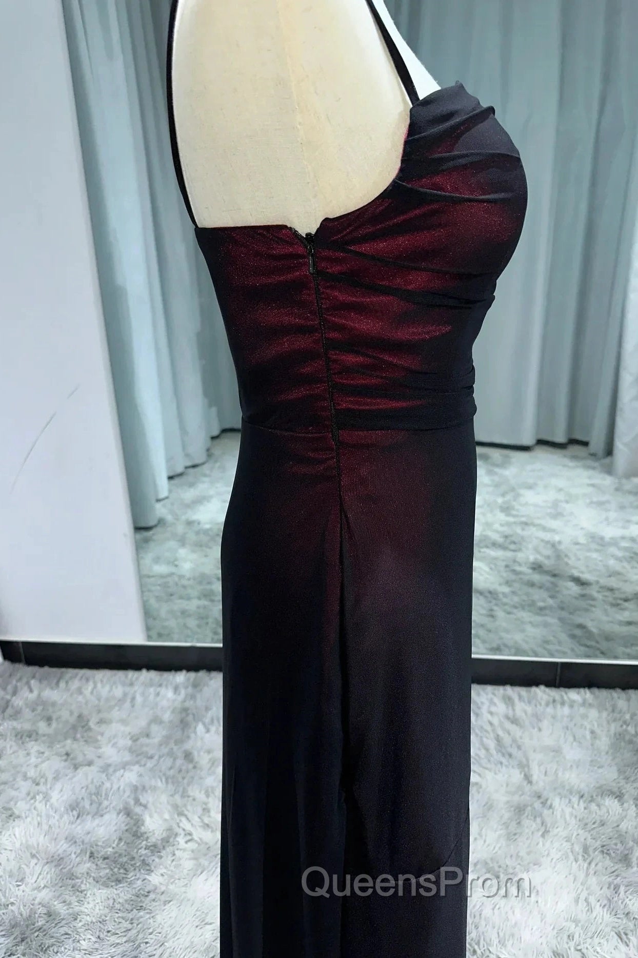 Sheath Spaghetti Straps Tulle Long Evening Prom Dress With Silt Secondary image