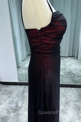 Sheath Spaghetti Straps Tulle Long Evening Prom Dress With Silt