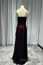 Sheath Spaghetti Straps Tulle Long Evening Prom Dress With Silt