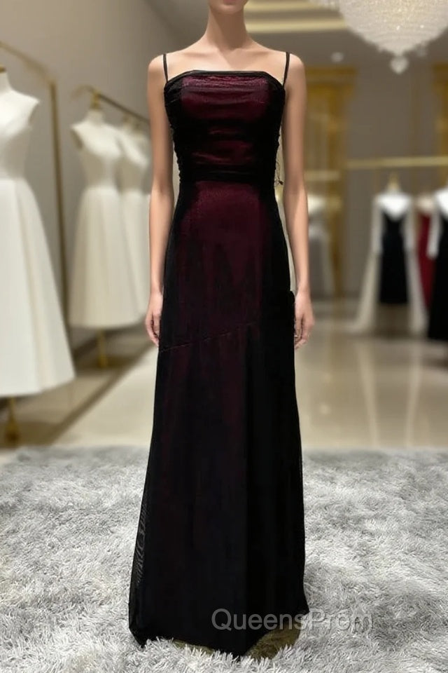 Sheath Spaghetti Straps Tulle Long Evening Prom Dress With Silt Main image