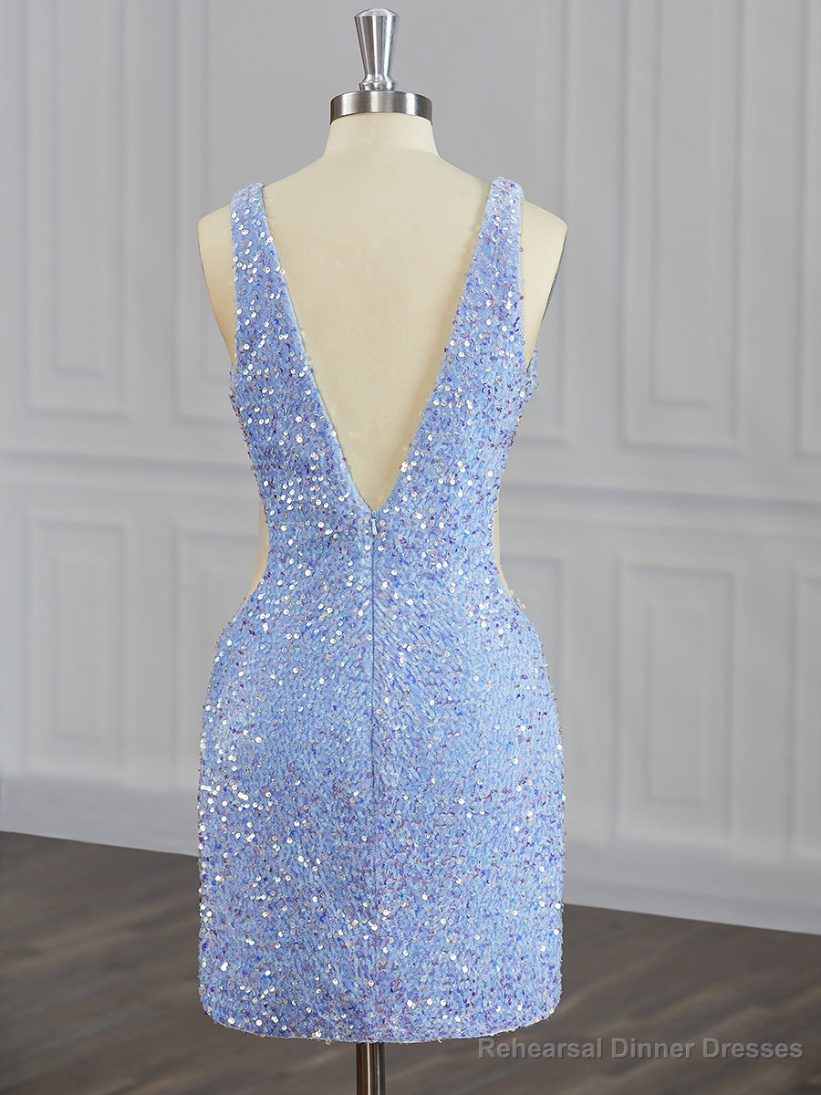 Sheath V-neck Sequin Short/Mini Velvet Sequins Dress Secondary image