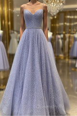 Shiny A Line V Neck Purple Lace Evening Prom Dress, A Line V Neck Purple Lace Formal Evening Dress