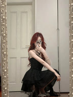 Shiny Black Spaghetti Strap Sequined Tulle Irregular Skirt 17Th Birthday Homecoming Dress
