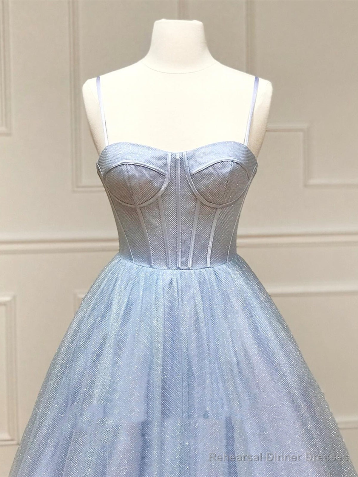 Shiny Blue Long Prom Dresses, Shiny Blue Formal Evening Dresses Secondary image