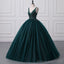 Shiny Emerald Green Sequined Tulle Quinceanera Dresses Backless V Neck Ball Gowns Evening Prom Dresses With Corset Back