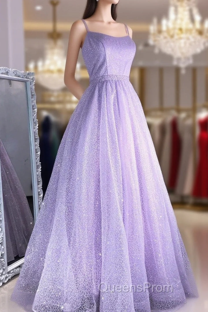 Shiny Lilac Long Evening Prom Dress, Purple Long Formal Evening Graduation Dress Main image