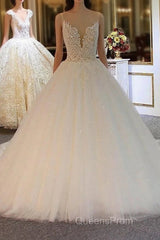 Shiny Long Ball Gown Sweetheart Spaghetti Strap Lace Tulle Wedding Dress