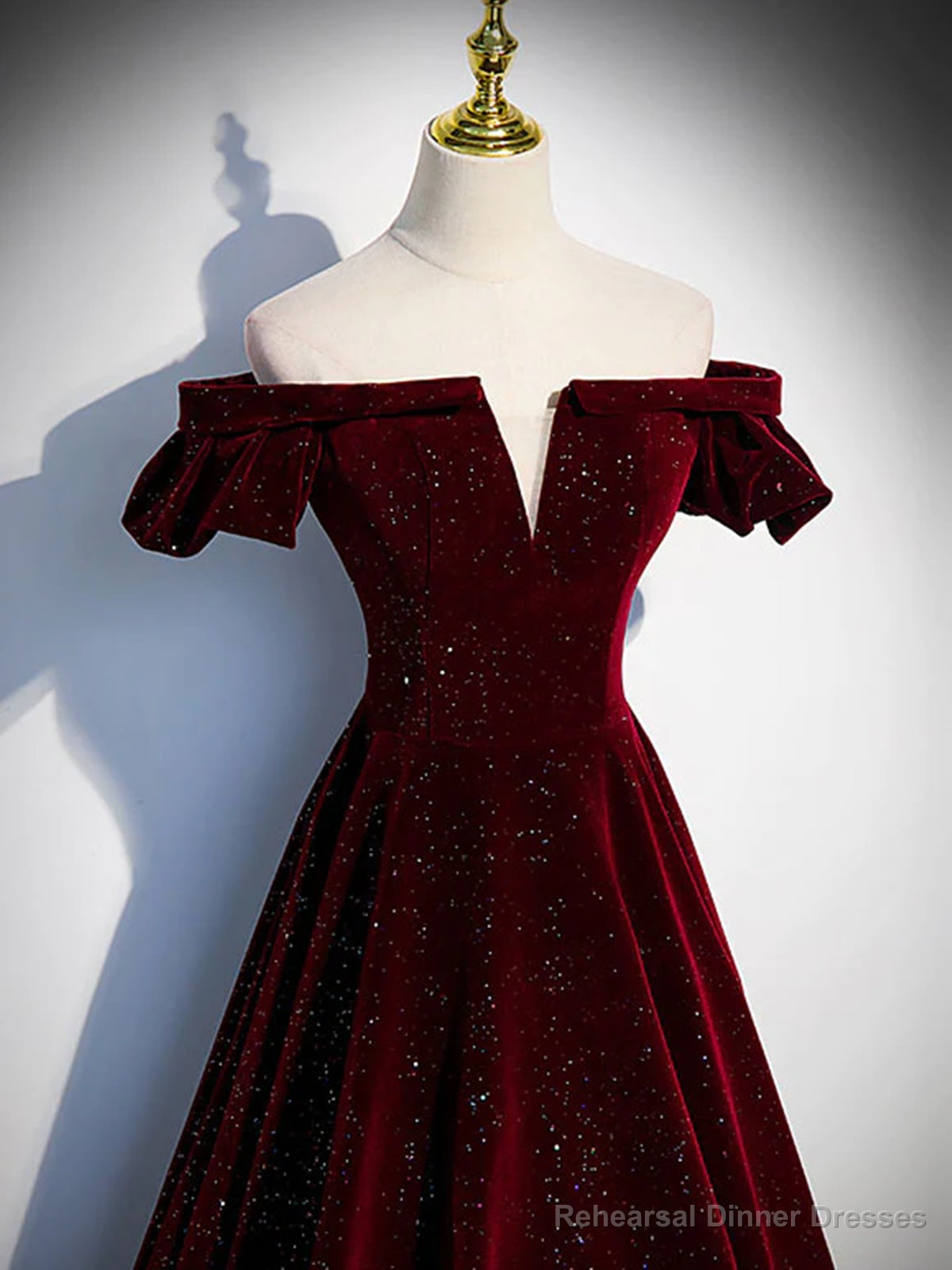 Shiny Off the Shoulder Burgundy Long Prom Dresses, Off Shoulder Wine Red Formal Evening Dresses