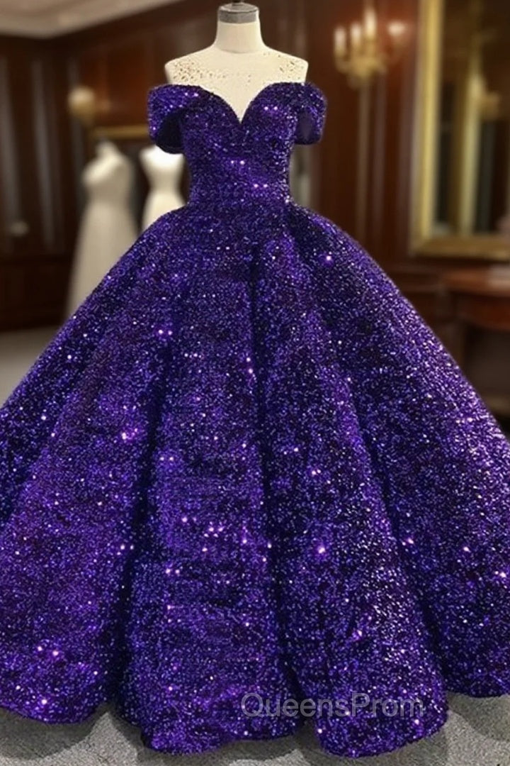 Shiny Off The Shoulder Burgundy Purple Long Evening Prom Dress, Wine Red Purple Formal Evening Dress Main image