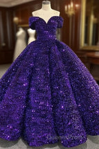 Shiny Off The Shoulder Burgundy Purple Long Evening Prom Dress, Wine Red Purple Formal Evening Dress