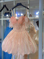 Shiny Pink Beaded Sling Petal Skirt Princess 17Th Birthday Homecoming Dress