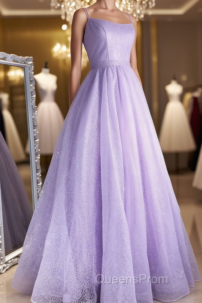 Shiny Purple Long Lace Evening Prom Dress, Shiny Purple Lace Formal Evening Dress Main image