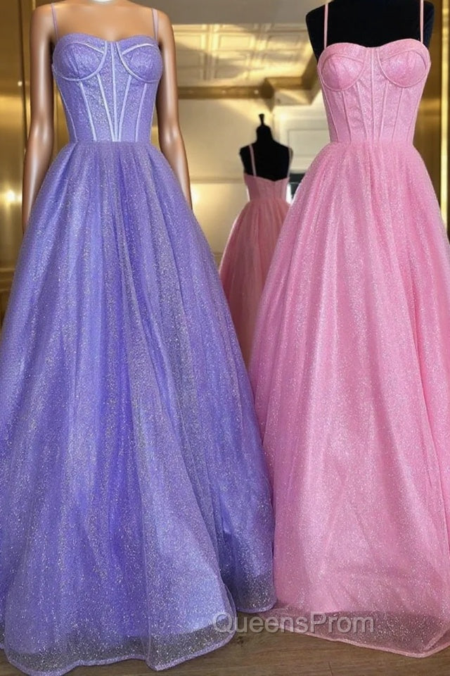 Shiny Purple Pink Long Evening Prom Dress, Purple Pink Long Formal Evening Dress Main image