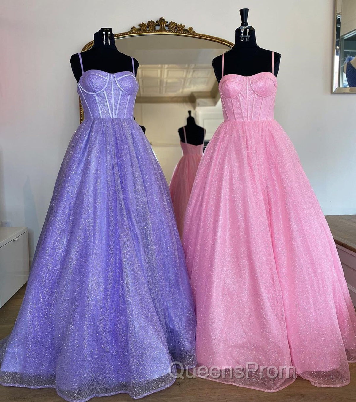 Shiny Purple Pink Long Evening Prom Dress, Purple Pink Long Formal Evening Dress Secondary image