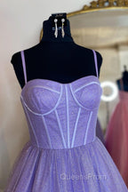 Shiny Purple Pink Long Evening Prom Dress, Purple Pink Long Formal Evening Dress