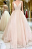 Shiny V Neck Backless Pink Long Evening Prom Dress, Backless Pink Formal Dress, Sparkly Pink Evening Dress