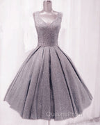 Short Ball Gown Evening Prom Homecoming Dress Sequins V Neck