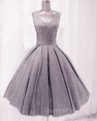 Short Ball Gown Evening Prom Homecoming Dress Sequins V Neck