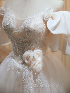 Short Beige Evening Prom Dress, Beige Tulle Lace Homecoming Dress
