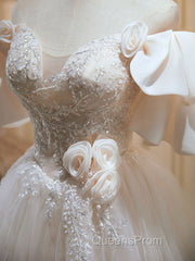 Short Beige Evening Prom Dress, Beige Tulle Lace Homecoming Dress