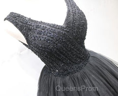 Short Black Lace Evening Prom Dress, Short Black Lace Homecoming Graduation Dress