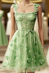 Short Butterfly Lace Corset Homecoming Dress