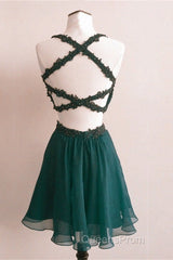 Short Chiffon Two Piece Dress Applique Open Back