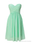 Short Green Chiffon Sweetheart Pleats Bridesmaid Dress