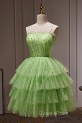 Short Green Evening Prom Dress, Short Green Graduation Homecoming Dress