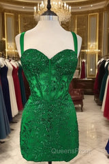 Short Green Sequin Pattern Homecoming Dress